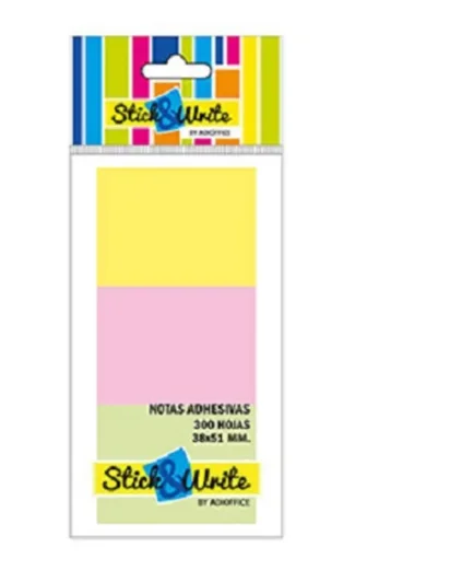 PACK 3 POST IT 653 38 X 51 PASTEL 300HJS  STICK WRITE
