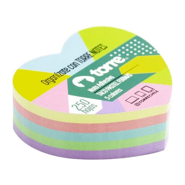 POST IT TORRE 5 COL PASTEL CORAZON 31164