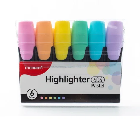 SET 6 DESTACADOR PASTEL MONAMI 604 ANATOMICO