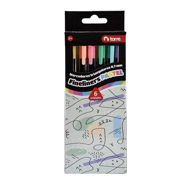 SET FIBRA FINELINER TORRE 6 COL PASTEL 32849