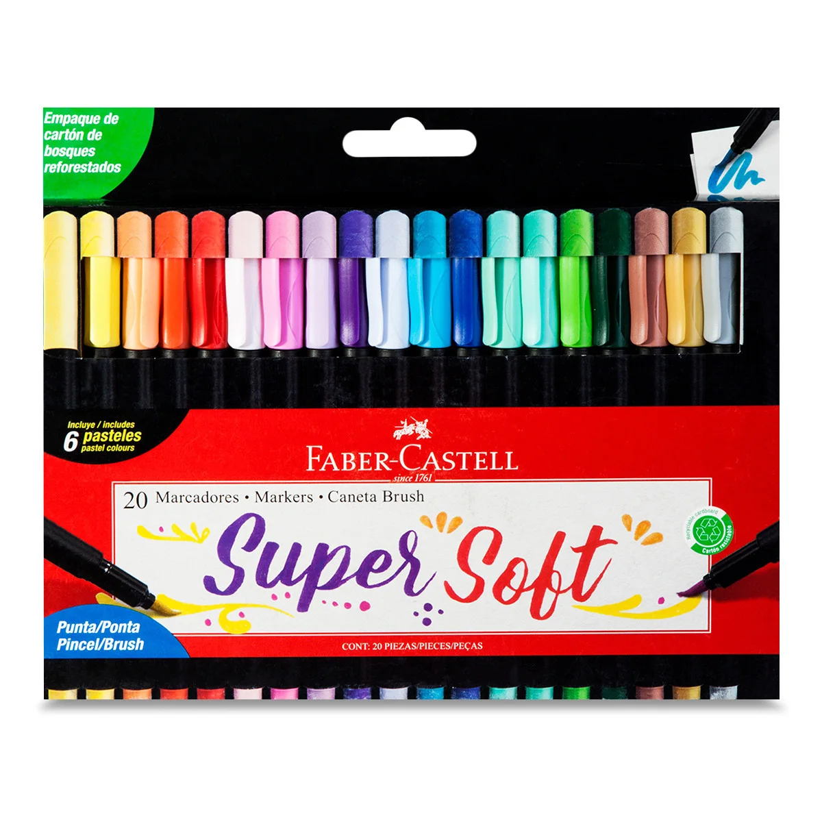 SET MARCADORES SOFT PINCEL FABER 20 COLORES 556020
