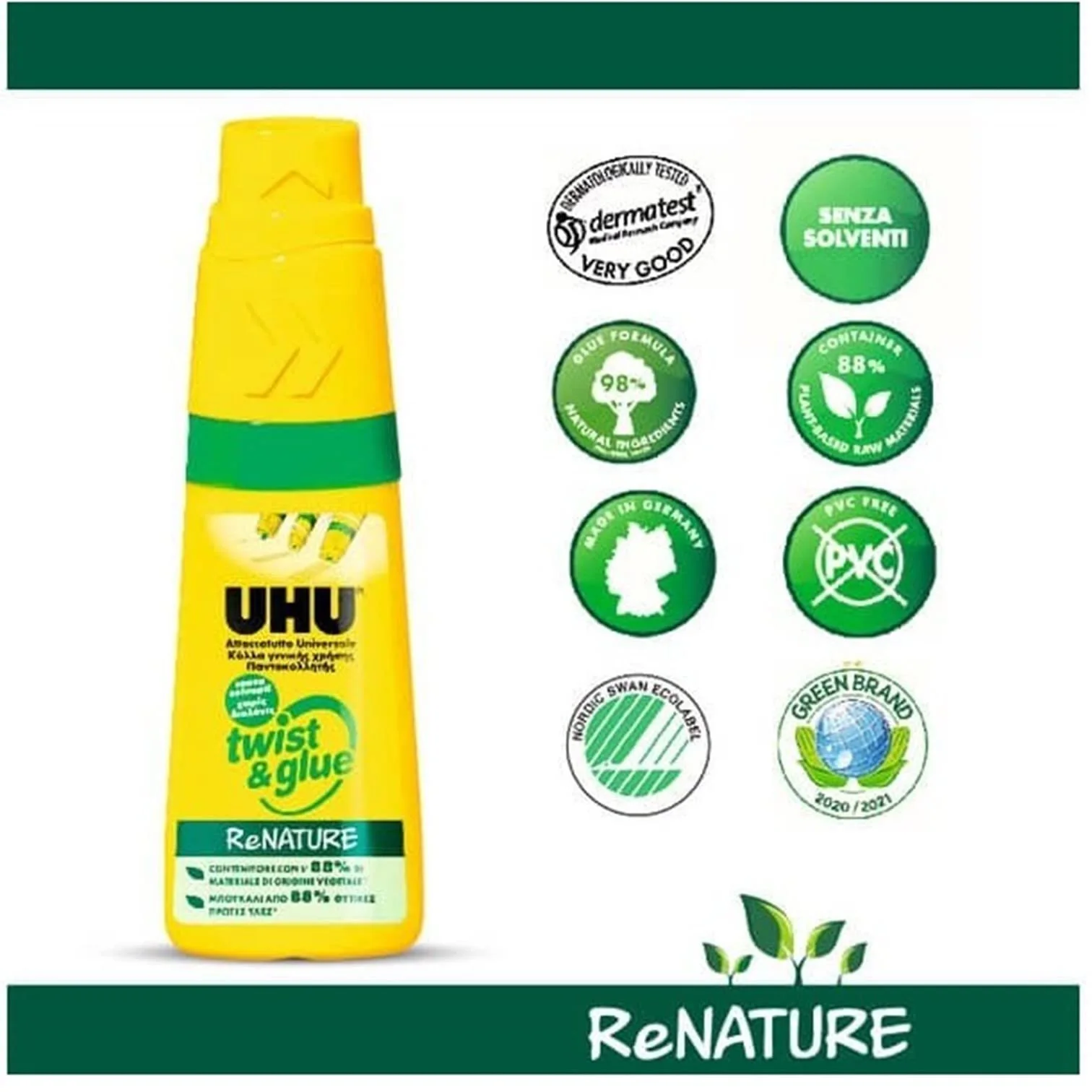 PEGAMENTO UHU 90ML UNIVERSAL TWIST GLUE RENATURE