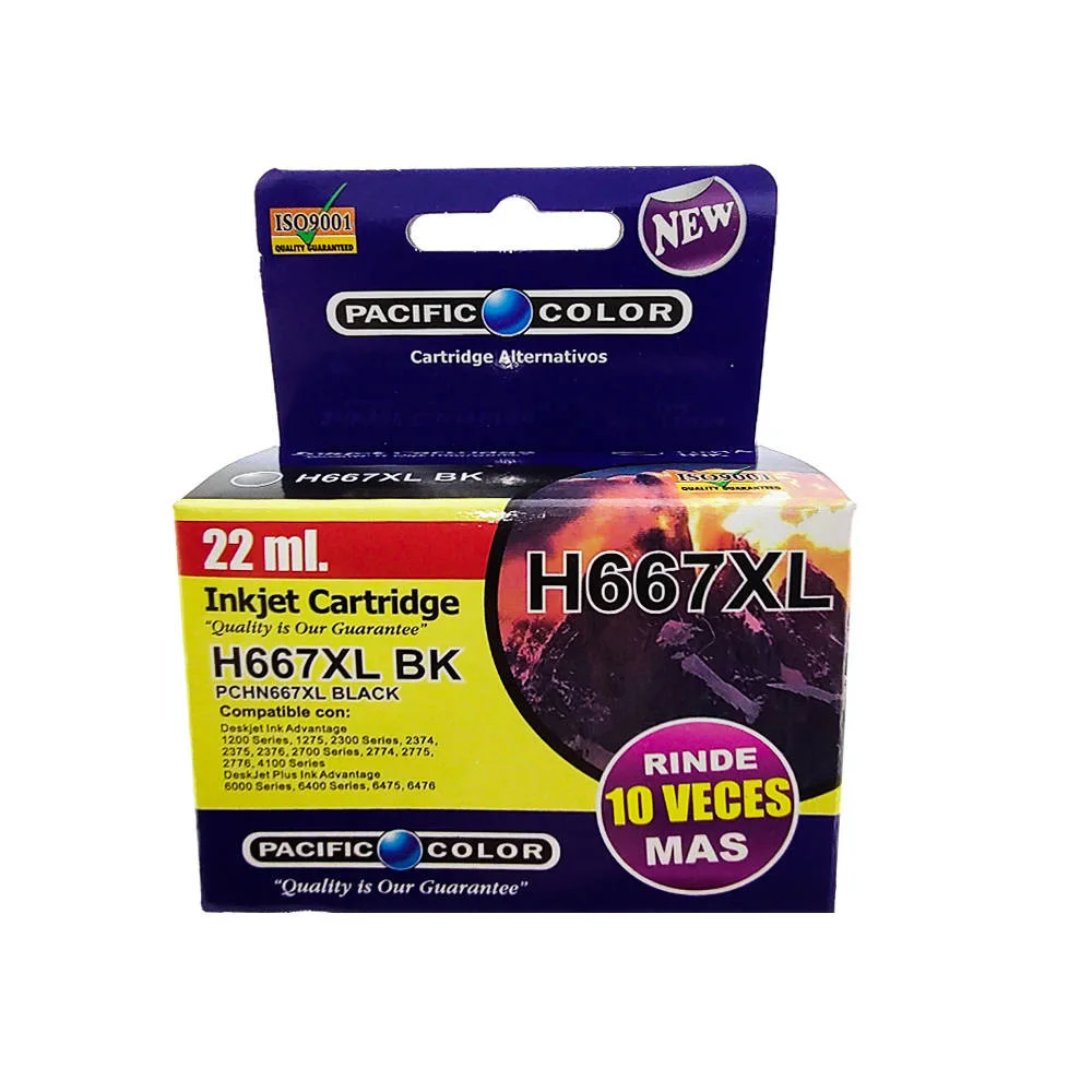 ALTERNATIVO HP 667XL NEGRO PACIFIC 22ML