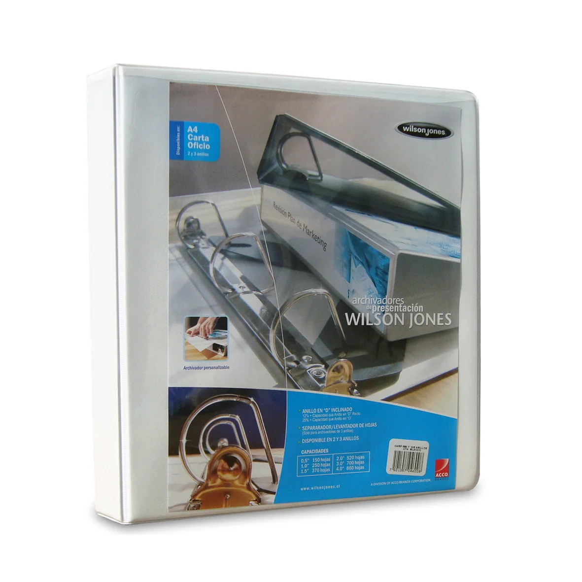 ARCHIVADOR PRESENTACION CARTA 4" 3 AROS WJ BLANCO, 860HJS