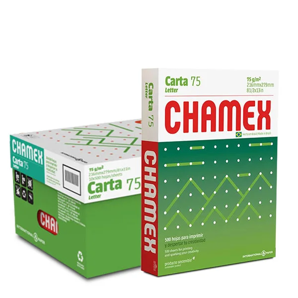 CAJA RESMA 10 UNIDADES PAPEL CARTA CHAMEX 75GR 500HJS