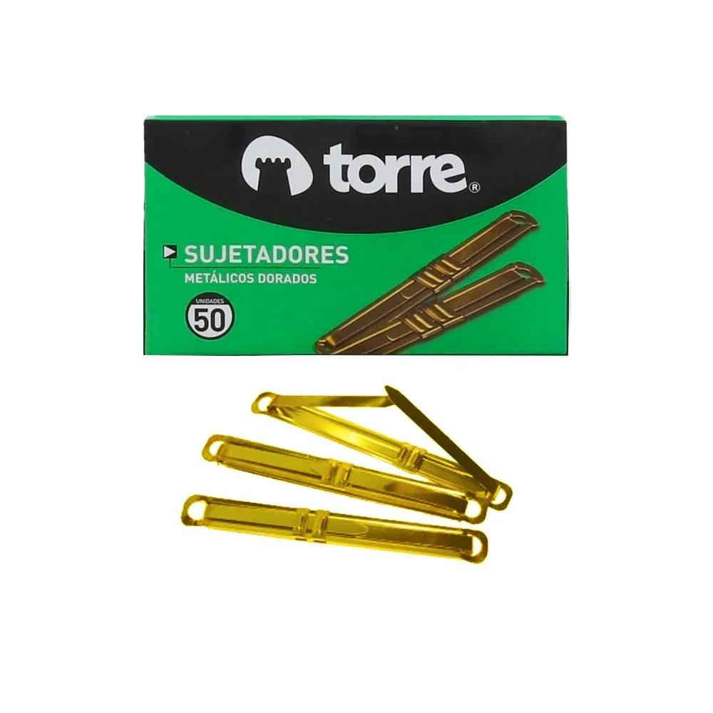 ACCOCLIPS METALICO TORRE. 50 UNID. DORADO 11732