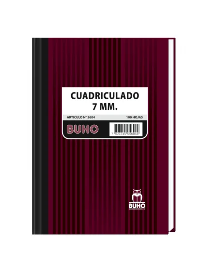 CUADERNO EMPASTADO MAT 7MM 100 HJS BUHO ART 5604