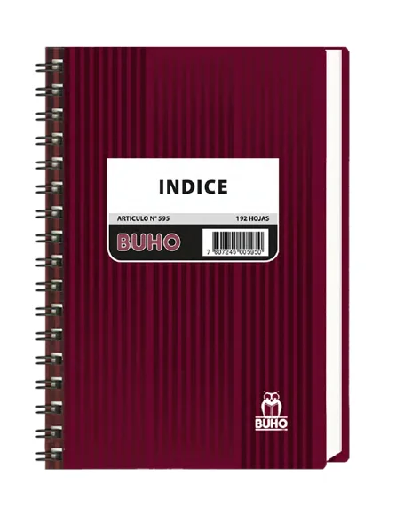 CUADERNO INDICE 1/2 OFICIO 192 HJS ART 595 BUHO