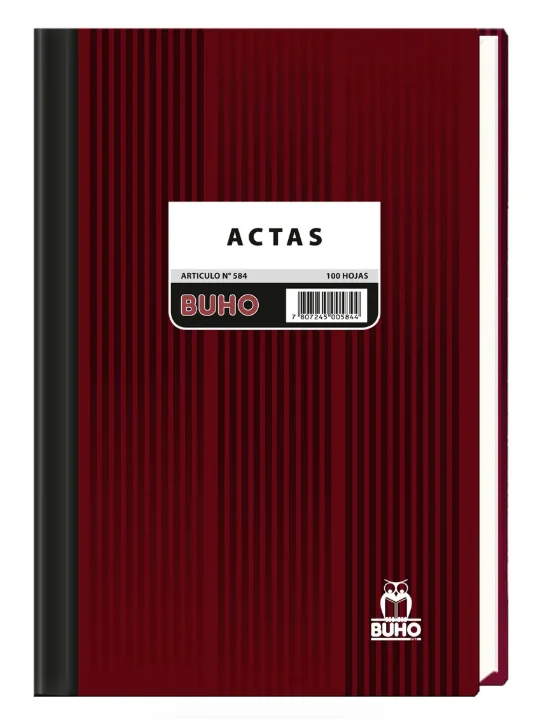 LIBRO ACTAS 100 HJS BUHO ART 584 FOLIADO