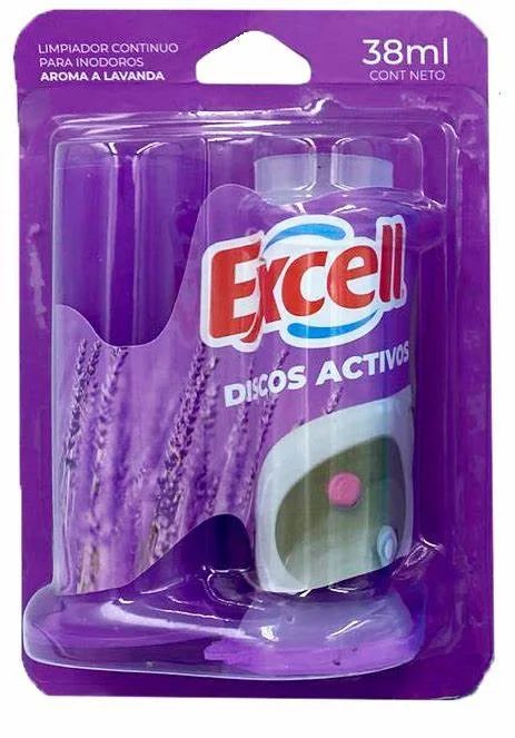 DISCOS ACTIVOS LIMPIADOR INODORO LAVANDA EXCELL 38ML