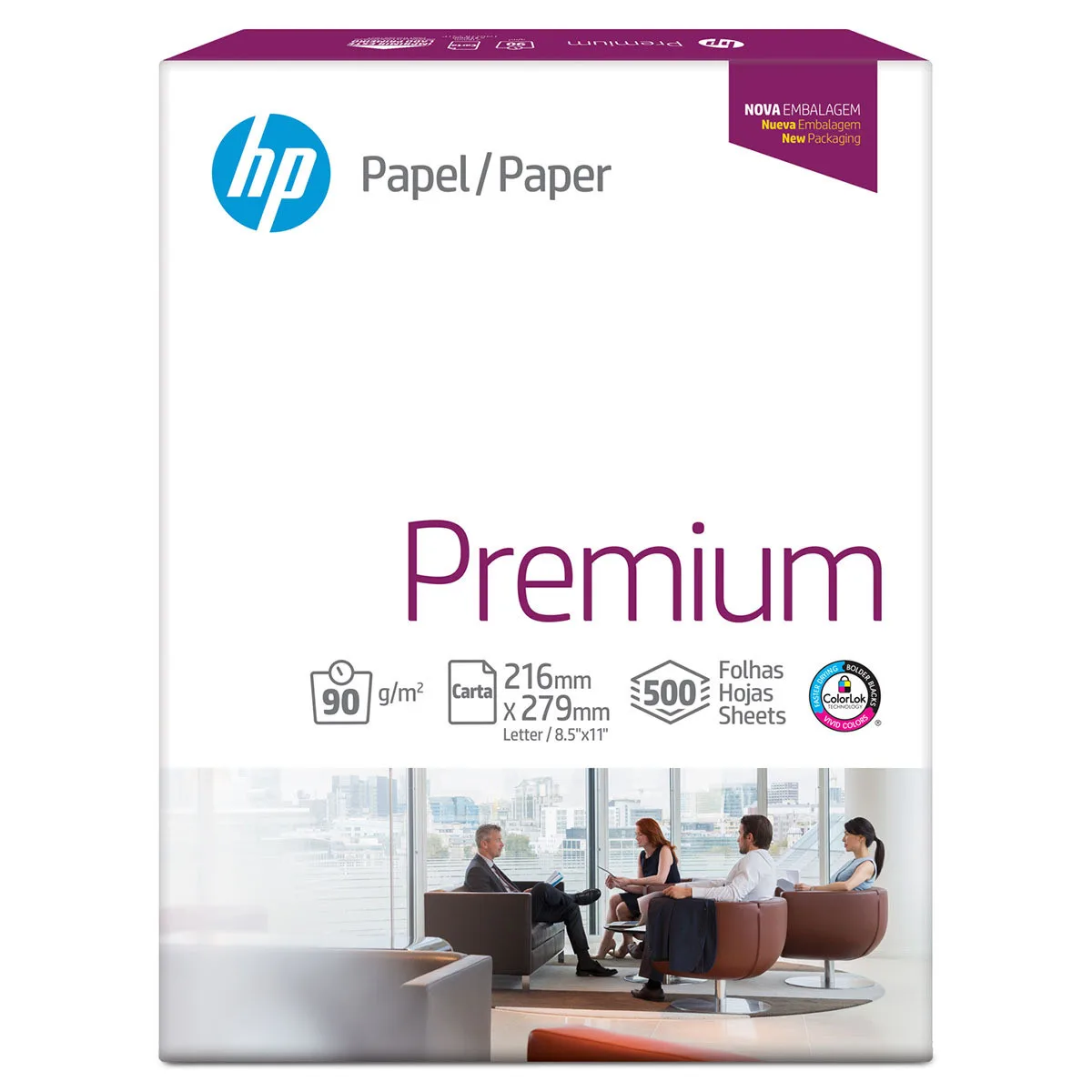 RESMA DE PAPEL CARTA HP 90GR 500HJS
