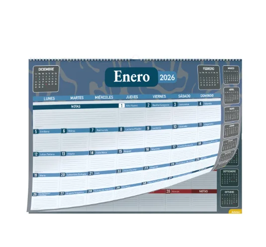 CALENDARIO 2026 ESCRITORIO ANUAL ADETEC DISENOS 411 ESPIRAL
