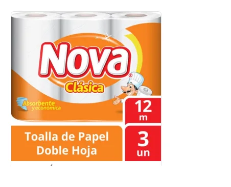 PACK 3 UNIDADES TOALLA PAPEL NOVA CLASICA 12MT NARANJA