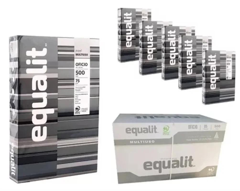 CAJA RESMA 5 UNIDADES PAPEL OFICIO EQUALIT PLOMA 75GR, 500HJS