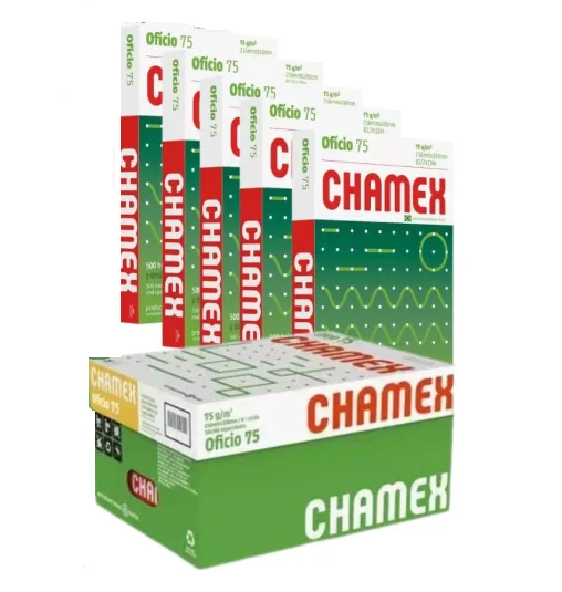 CAJA RESMA 5 UNIDADES PAPEL OFICIO CHAMEX 216X330 75GR 500HJS