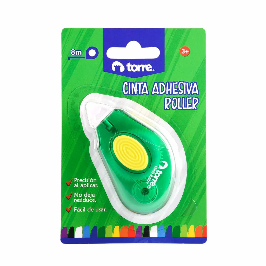 CINTA ADHESIVA DOBLE FAZ ROLLER 6MM X 8MT TORRE 30553