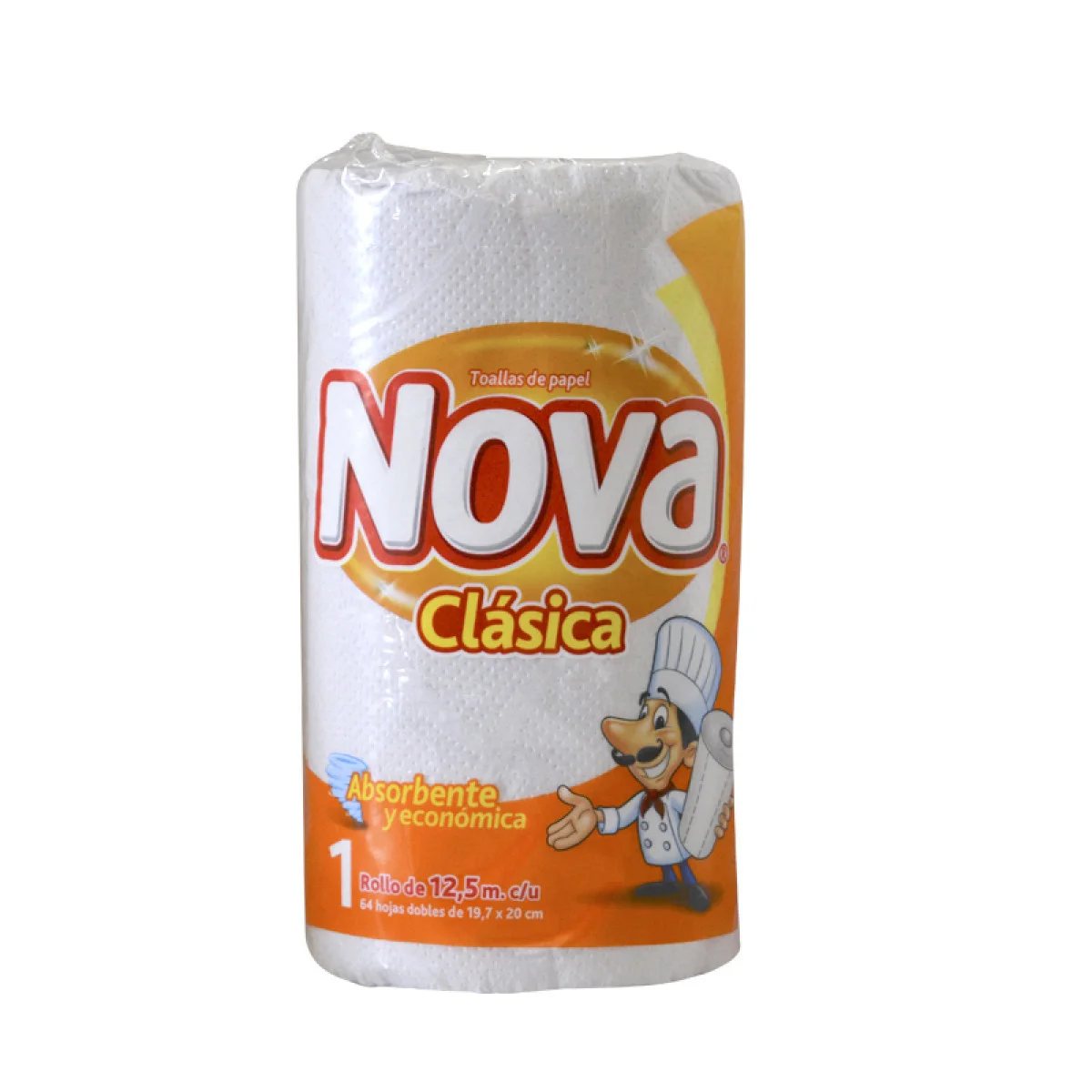 TOALLA PAPEL NOVA CLASICA 12MT NARANJA UND 1HOJA