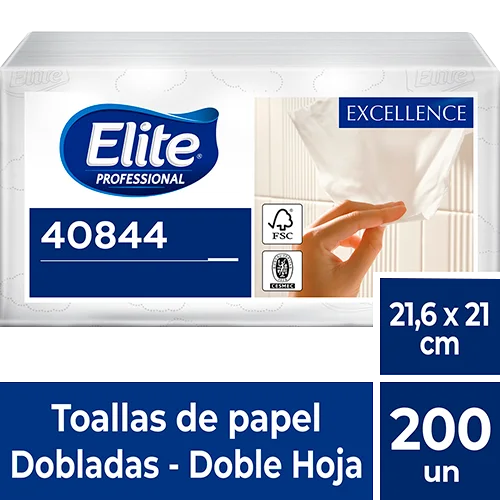 TOALLA CLINIC ELITE 21.6X21CM DOBLE HOJA 200HJS 40844