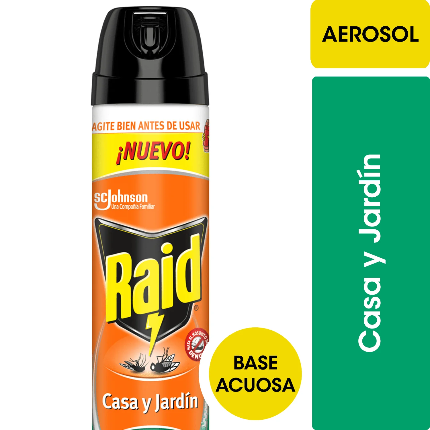 INSECTICIDA CASA Y JARDIN RAID 360CC BASE ACUOSA