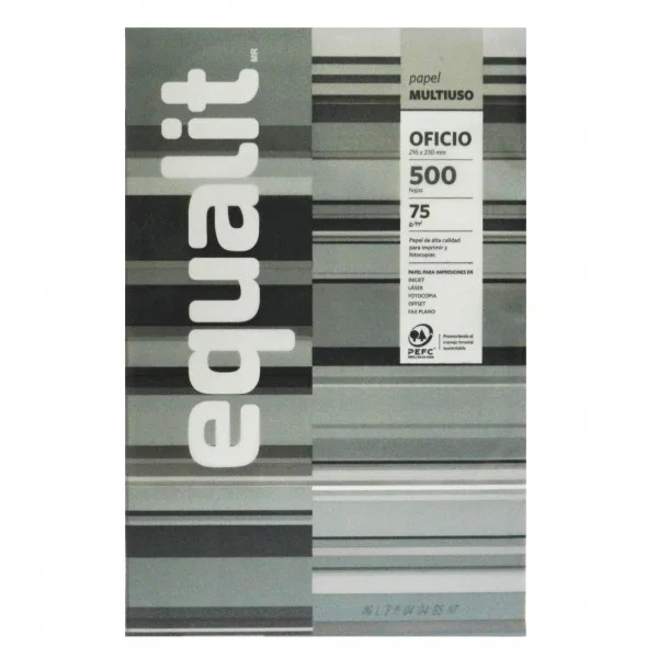 RESMA DE PAPEL OFICIO EQUALIT PLOMA 75GR, 500HJS