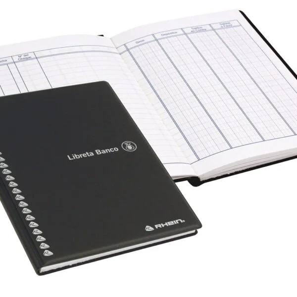 LIBRETA BANCO RHEIN EMPASTADA NEGRA/AZUL 325629
