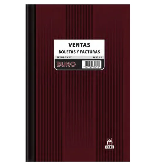 LIBRO VENTAS 24 HJS ART 151 BUHO CARTON