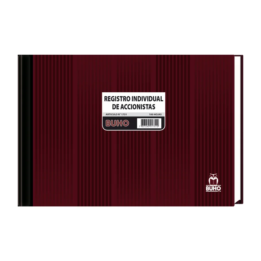 LIBRO REGISTRO ACCIONISTA 100 HJS ART 1751 BUHO