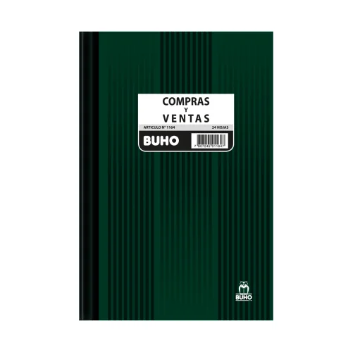 LIBRO COMPRA VENTAS 24 HJS ART 1164  BUHO FORRO PLASTICO