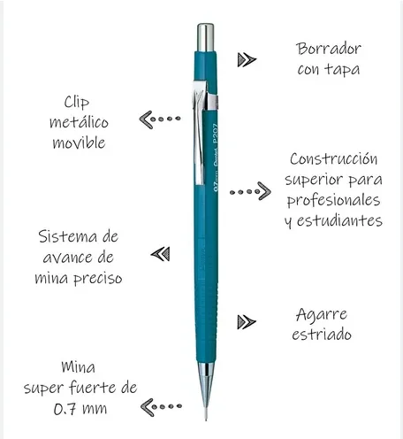 PORTAMINA 0.7 PENTEL P207  CELESTE