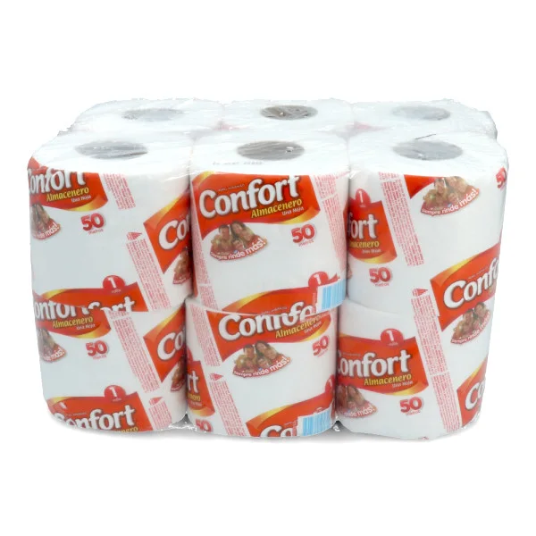 PAPEL HIGIENICO CONFORT 1HOJA ALMACENERO 50MT UND