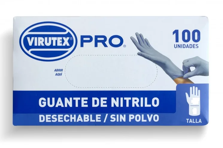 GUANTES QUIRUR L NITRILO VIRUTEX S/POLVO 100 UND AZUL