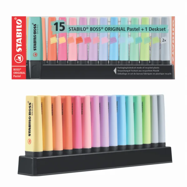 DESTACADOR 15 COLORES NEON PASTEL STABILO 376903