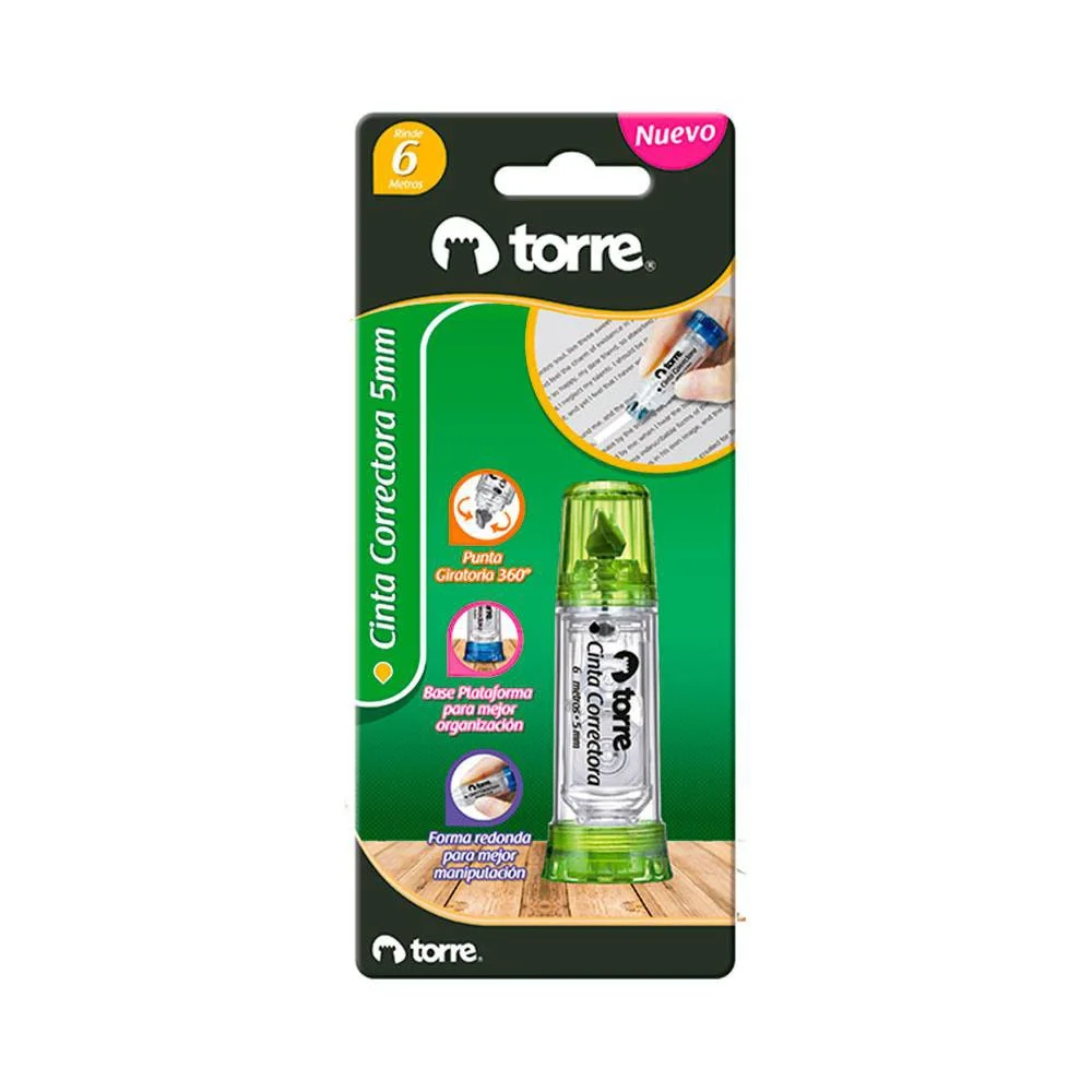 CORRECTOR CINTA 5MM X 6MT TORRE COLORES 30284 NO MANCHA