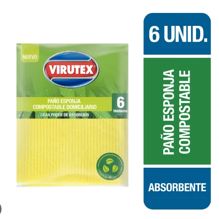 PACK 6 PANO HUMEDO SPONGI VIRUTEX COMPOSTABLE