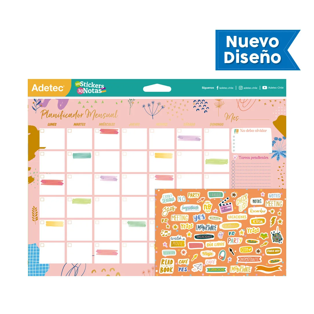 PLANIFICADOR MENSUAL 100 STCK 20 NOTAS ADETEC 432