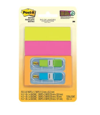 PACK POST IT 3M 3 COLORES + 2 BANDERITAS RIO DE JANEIRO
