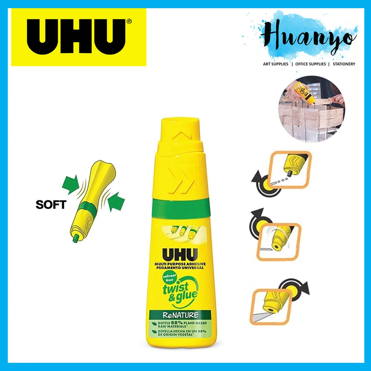 PEGAMENTO UHU 90ML UNIVERSAL TWIST GLUE RENATURE