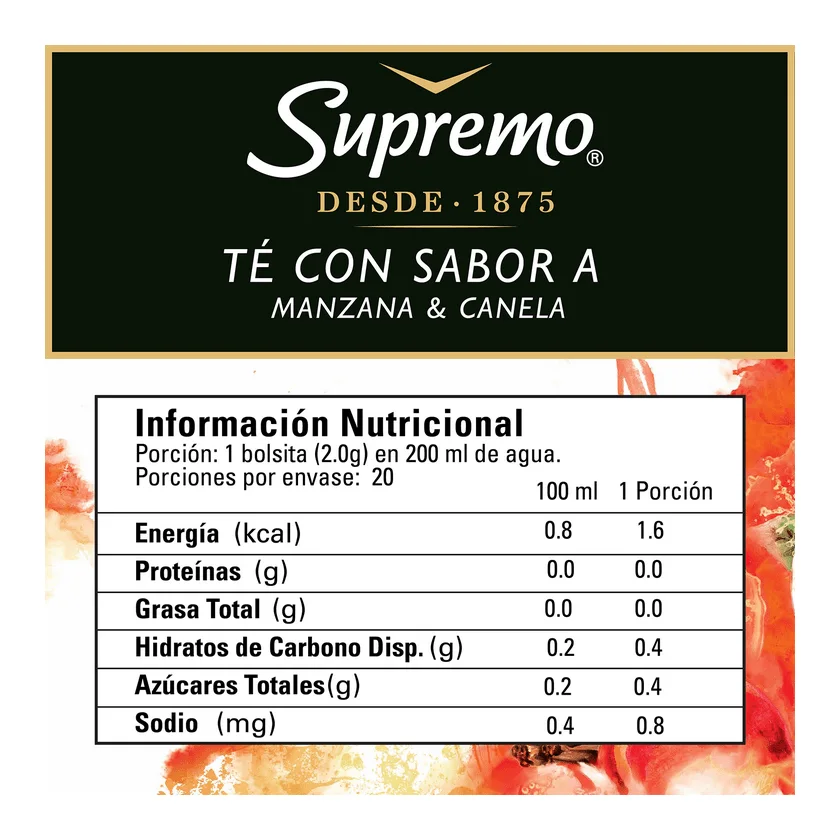 TE 20 BOLSITAS SUPREMO MANZANA CANELA