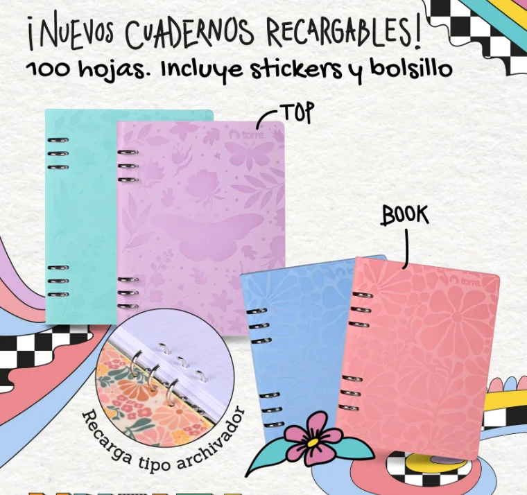 CUADERNO INFINITO BOOK TIPO ARCHIVADOR 7MM TORRE 100HJS 35217 18x24cm
